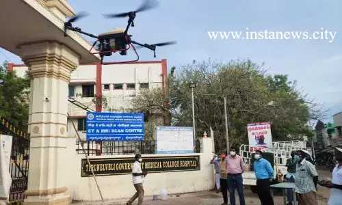 நெல்லையில்  ட்ரோன் மூலம் கிருமிநாசினி தெளிப்பு
