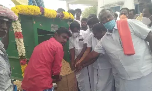 கீரனூர்  அருகே அரசின் நேரடி நெல் கொள்முதல் நிலையம் :  திறந்து வைத்த எம்எல்ஏ