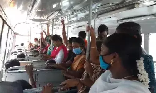 செங்கல்பட்டில் கொரொனாவை வரவேற்க்கும் அரசு பேருந்துகள், பொதுமக்கள் அலட்சியம்