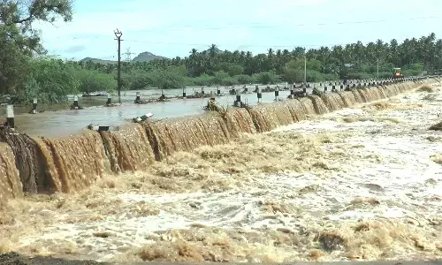 திருப்பத்தூர் மாவட்டத்தில் கனமழை காரணமாக 10 ஆண்டுகளுக்குப் பிறகு பாலாற்றில் வெள்ளப்பெருக்கு