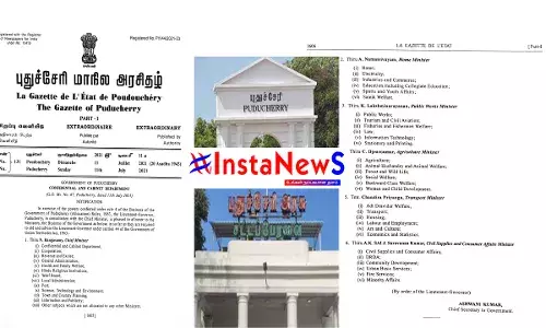 புதுச்சேரியில் அமைச்சர்களுக்கான துறைகள் ஒதுக்கீடு செய்து அரசாணை வெளியீடு