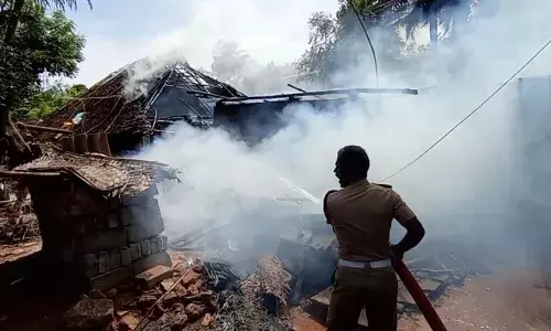 தஞ்சை: காக்கையால் இரண்டு குடிசை வீடுகள் எரிந்து சேதம்