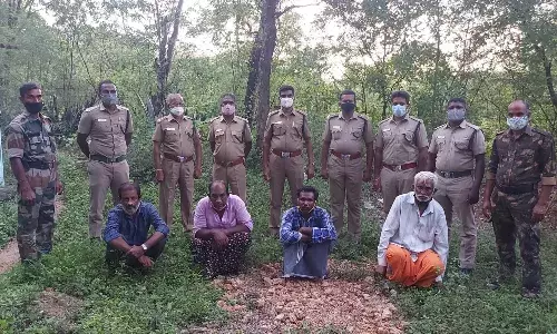 சந்தன மரத்தை வெட்டி கடத்த முயன்ற நான்கு பேர் கைது