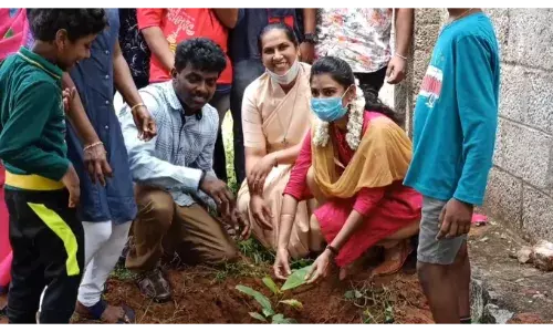 ஆக்சிஜன் தரும் மரகன்றுகளை நட்டு இயற்கை பாதுகாப்பு அமைப்பினர் விழிப்புணர்வு