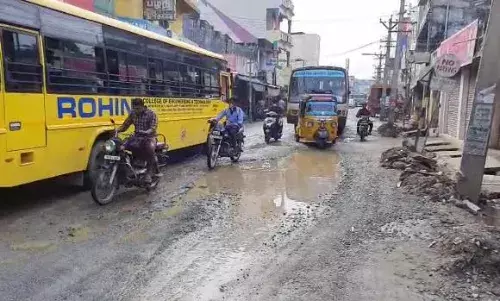 பல் இளிக்கும் சாலை : விபத்து அபாயத்தால் வாகன ஓட்டிகள் கவலை