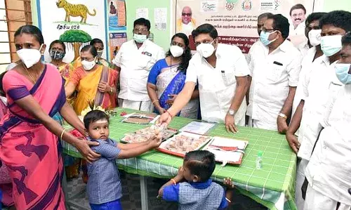 குழந்தைகளுக்கு ஊட்டச்சத்து பிஸ்கட் வழங்கும் திட்டம் துவக்கம்