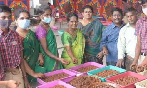 திண்டுக்கல் பள்ளியில் 50 ஆயிரம் விதைப்பந்து தயாரித்த மாணவர்கள்