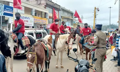 உதகையில் அனுமதியின்றி குதிரையில் ஊர்வலம்: போக்குவரத்து பாதிப்பு