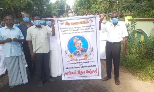 வேதாரண்யத்தில் மறைந்த முப்படை தளபதிக்கு  முன்னாள் ராணுவ வீரர்கள் அஞ்சலி