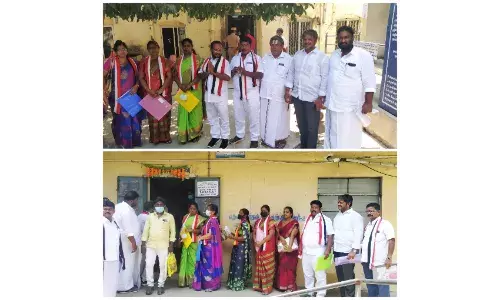 காஞ்சிபுரம்: வரிசையில் காத்திருந்து அதிமுக  வேட்பாளர்கள் வேட்பு மனு தாக்கல்
