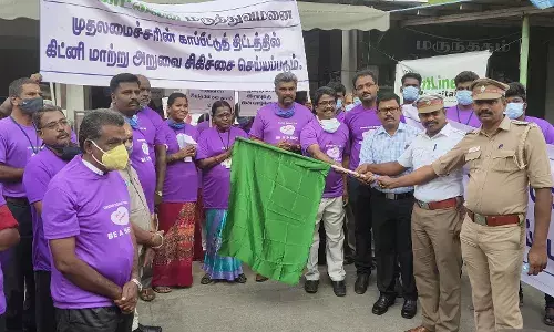 திருச்சி ப்ரண்ட்லைன் மருத்துவமனை சார்பில் உடல் உறுப்பு தான விழிப்புணர்வு பேரணி