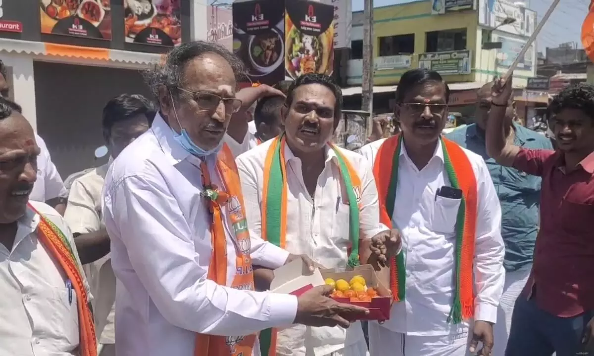 தேர்தல் வெற்றி: மயிலாடுதுறையில் பாஜகவினர் இனிப்பு வழங்கி கொண்டாட்டம் தேர்தல் வெற்றி: மயிலாடுதுறையில் பாஜகவினர் இனிப்பு வழங்கி கொண்டாட்டம்