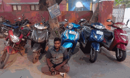 போளூர் அருகே இருசக்கர வாகனங்களை திருடிய கொள்ளையன் கைது போளூர் அருகே இருசக்கர வாகனங்களை திருடிய கொள்ளையன் கைது