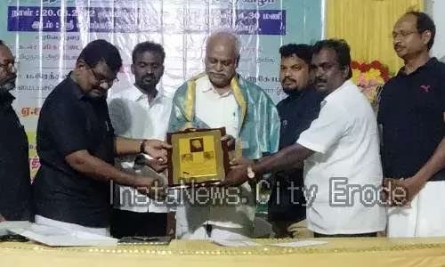 அந்தியூரில் பாவேந்தர் பாரதிதாசன் விருது பெற்ற புலவருக்கு பாராட்டு விழா