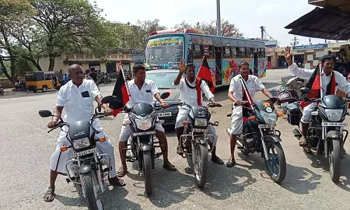 கடையநல்லூரில் இருந்து சென்னையை நோக்கி தி.மு.க.வினர் இருசக்கர வாகன பயணம்