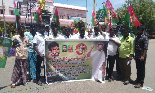 அமைச்சர் ராஜகண்ணப்பனை கண்டித்து தமிழர் விடுதலை கழகம் கண்டன ஆர்ப்பாட்டம்