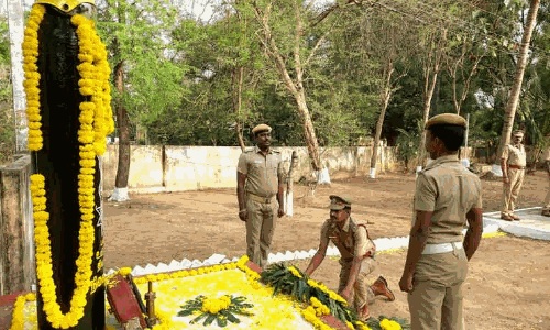 திருவண்ணாமலையில் பணியின்போது உயிர்நீத்த தீயணைப்பு வீரர்களுக்கு அஞ்சலி