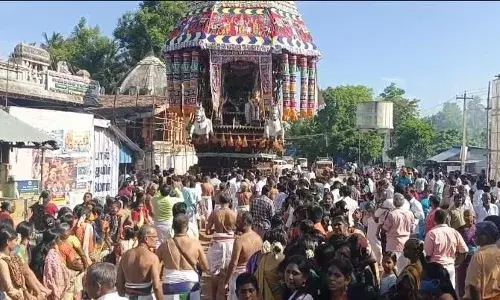 குத்தாலம் அருகே ஆமருவியப்பன் பெருமாள் கோயில் தேரோட்டம்: பக்தர்கள் பங்கேற்பு குத்தாலம் அருகே ஆமருவியப்பன் பெருமாள் கோயில் தேரோட்டம்: பக்தர்கள் பங்கேற்பு