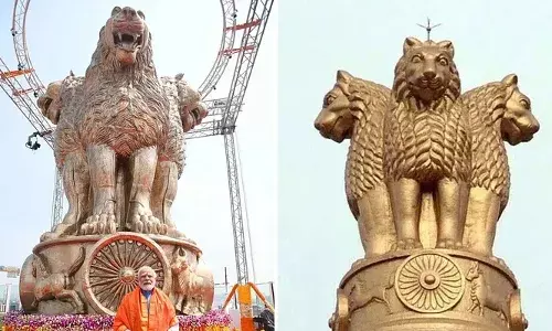 தேசிய சின்னத்தில் திருத்தம்: பாஜக மீது எதிர்கட்சியினர் கொந்தளிப்பு