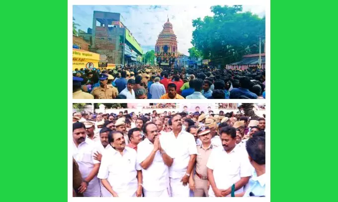 திருவில்லிபுத்தூர் ஆண்டாள் கோயில் தேரோட்டம்: அமைச்சர்கள் பங்கேற்பு திருவில்லிபுத்தூர் ஆண்டாள் கோயில் தேரோட்டம்: அமைச்சர்கள் பங்கேற்பு