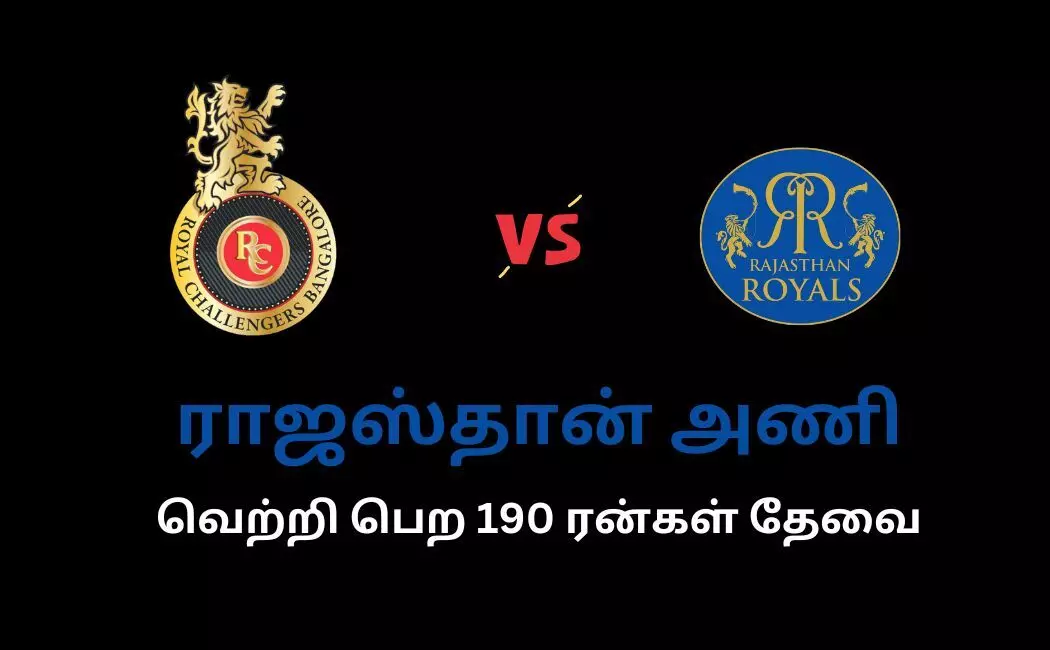 RCB vs RR ராஜஸ்தான் அணி வெற்றி பெற 190 ரன்கள் இலக்கு! RCB vs RR ராஜஸ்தான் அணி வெற்றி பெற 190 ரன்கள் இலக்கு!