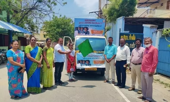 அரசு பள்ளிகளில் குழந்தைகளை சேர்க்கக் கோரி வாகன பிரச்சாரம் அரசு பள்ளிகளில் குழந்தைகளை சேர்க்கக் கோரி வாகன பிரச்சாரம்
