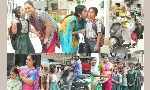 கோவையில் தொடக்கப்பள்ளி மாணவர்களுக்கு மலர்கள் கொடுத்து வரவேற்பு கோவையில் தொடக்கப்பள்ளி மாணவர்களுக்கு மலர்கள் கொடுத்து வரவேற்பு