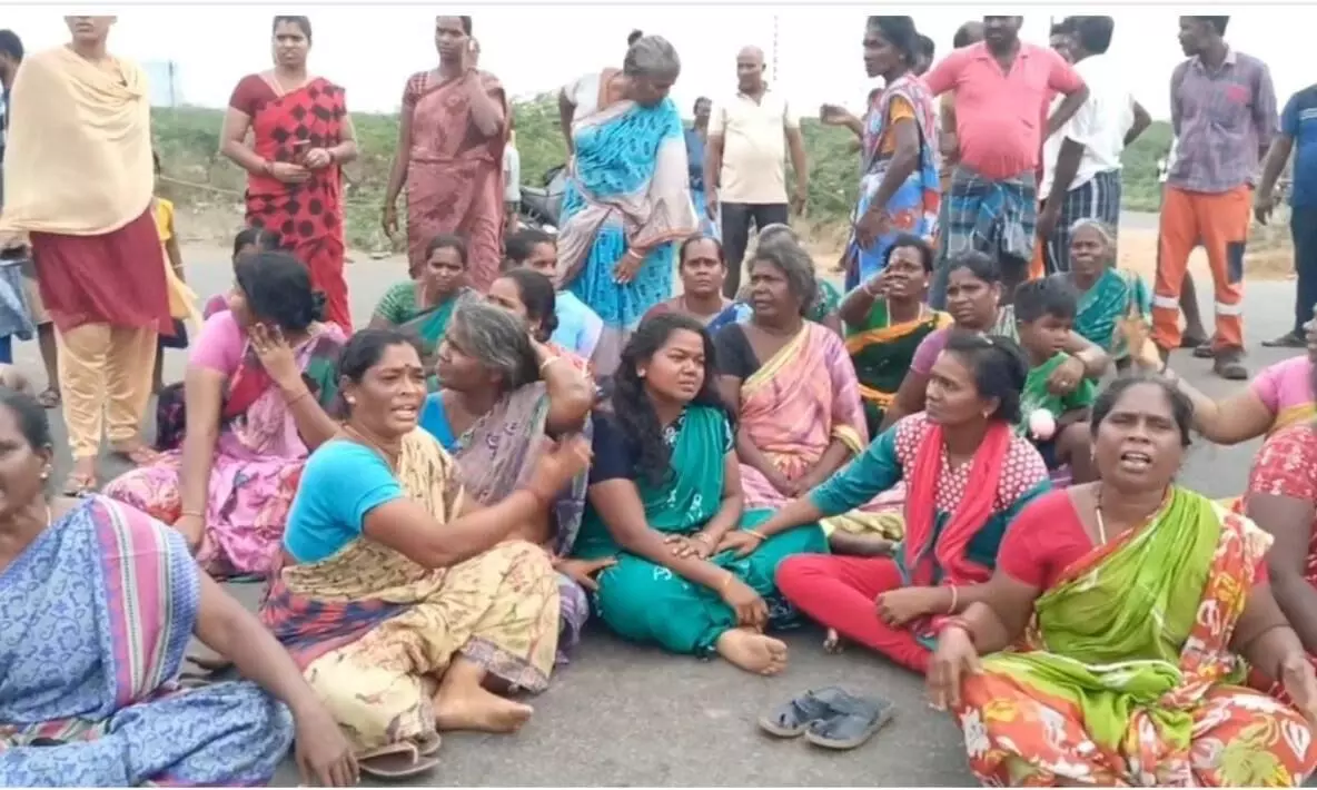 பொன்னேரி அருகே மீனவ கிராம மக்கள் திடீர் சாலை மறியல் போராட்டம் பொன்னேரி அருகே மீனவ கிராம மக்கள் திடீர் சாலை மறியல் போராட்டம்