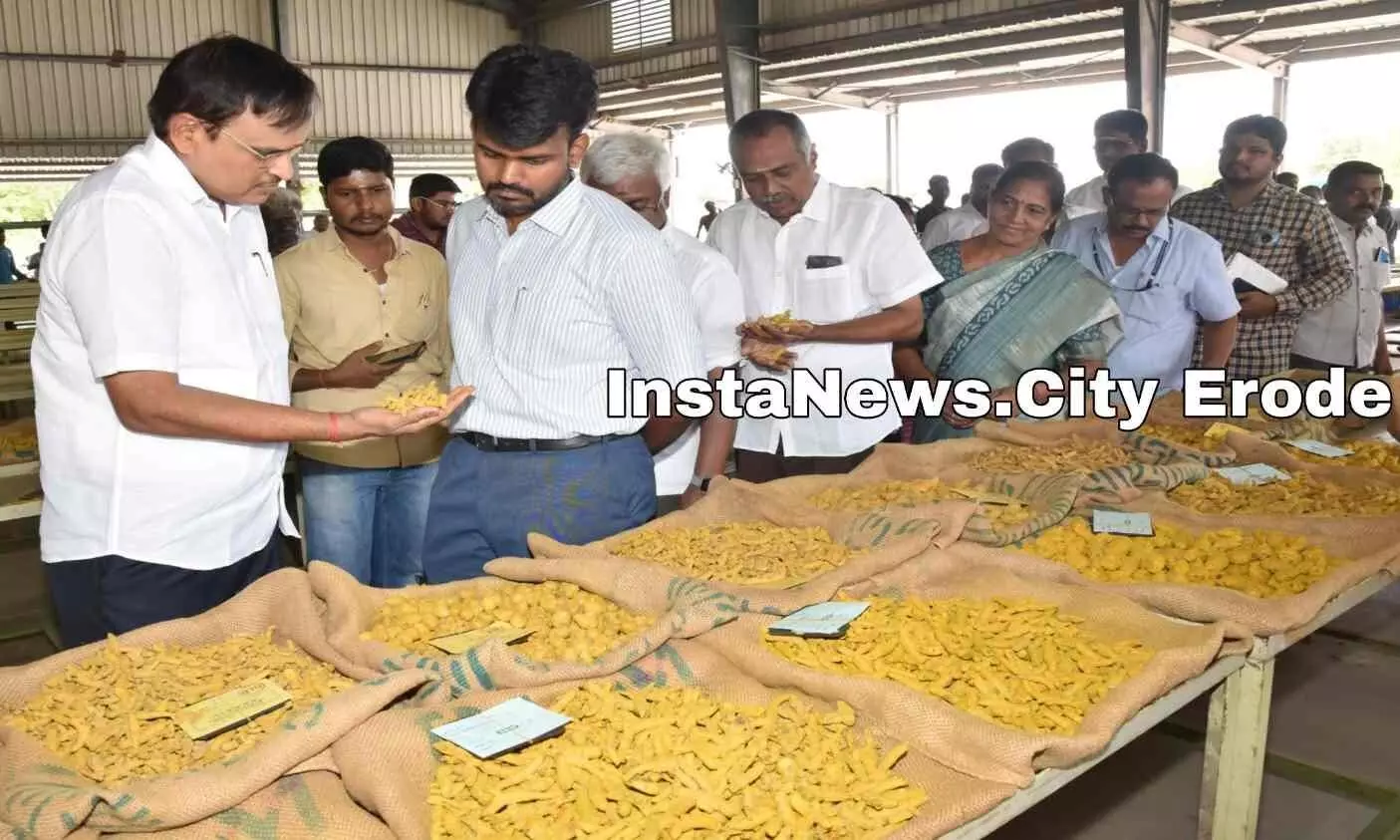 ஈரோடு, பெருந்துறை ஒழுங்குமுறை விற்பனை கூடங்களில் ஆட்சியர் திடீர் ஆய்வு..! ஈரோடு, பெருந்துறை ஒழுங்குமுறை விற்பனை கூடங்களில் ஆட்சியர் திடீர் ஆய்வு..!