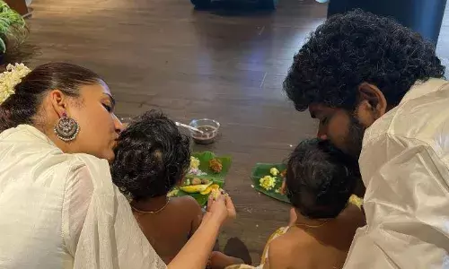 இரட்டைக் குழந்தைகளுடன் ஓணம் கொண்டாடிய விக்கி – நயன்தாரா