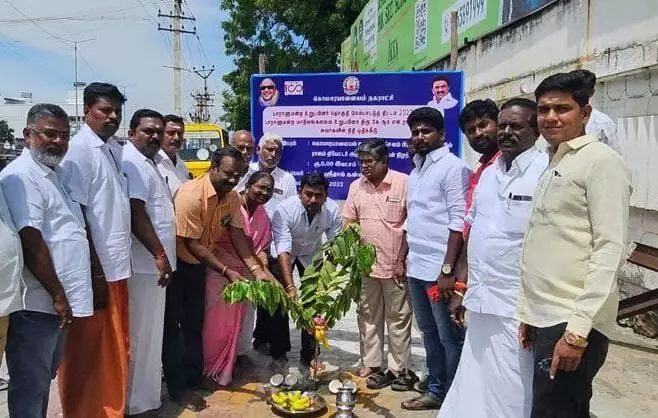 குமாரபாளையத்தில் 3 பயணிகள் நிழற்கூடம் அமைக்க பூமி பூஜை குமாரபாளையத்தில் 3 பயணிகள் நிழற்கூடம் அமைக்க பூமி பூஜை
