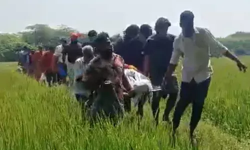பாதை இல்லாமல் சடலத்தை வயல்வெளியில் தூக்கிச் செல்லும் அவலம்