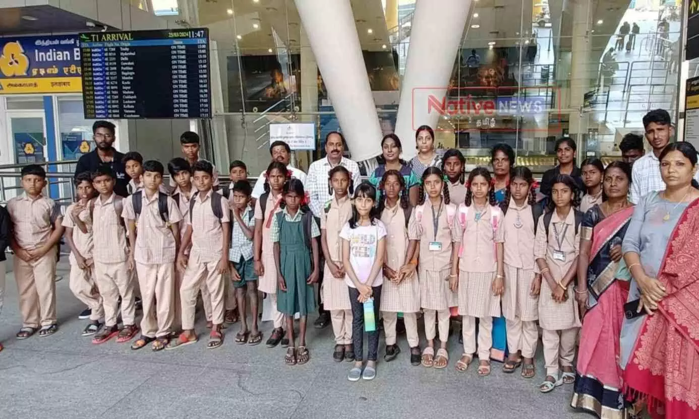 விமானத்தில் பறந்த பர்கூர் அரசு பள்ளி பழங்குடியின மாணவ, மாணவிகள் விமானத்தில் பறந்த பர்கூர் அரசு பள்ளி பழங்குடியின மாணவ, மாணவிகள்
