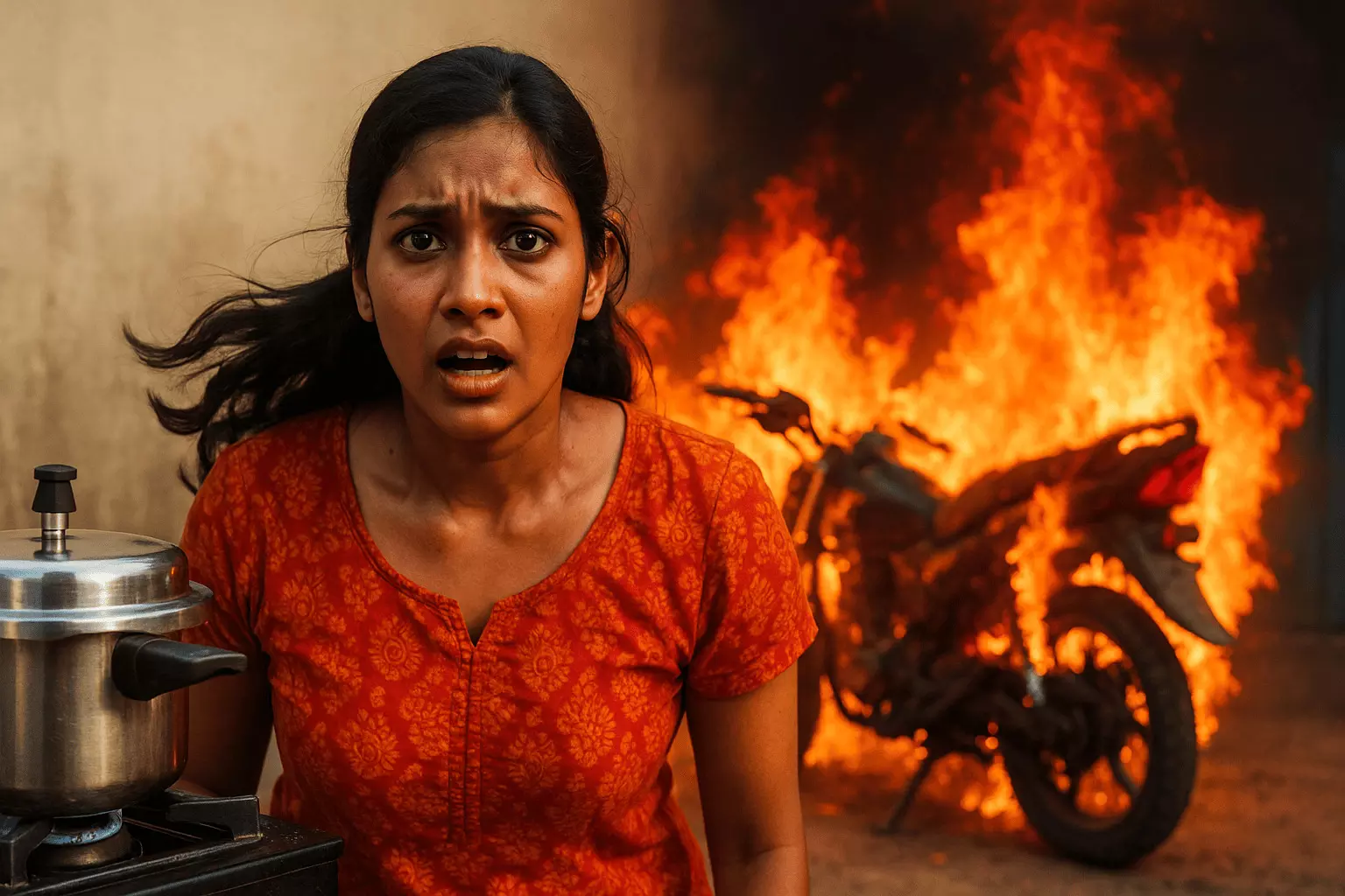 சமையலறையில் தீ விபத்து: இரு டூவீலர்கள் எரிந்து சேதம் சமையலறையில் தீ விபத்து: இரு டூவீலர்கள் எரிந்து சேதம்