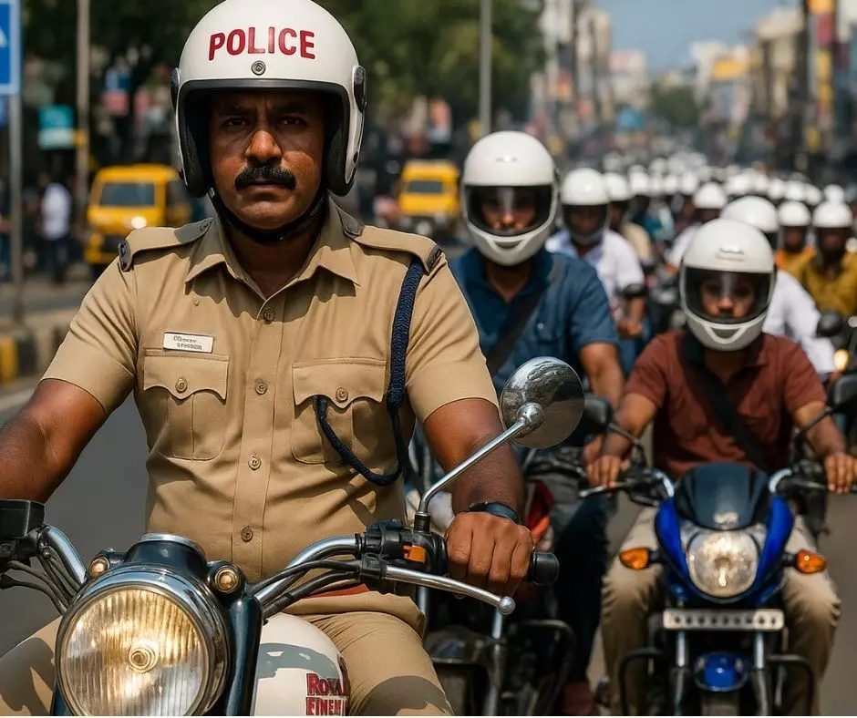 சேலத்தில் ஹெல்மெட் விழிப்புணர்வு பைக் பேரணி சேலத்தில் ஹெல்மெட் விழிப்புணர்வு பைக் பேரணி