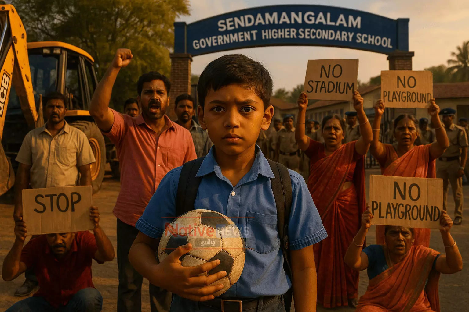 அரசு பள்ளி வளாகத்தில் மினி விளையாட்டு மைதானம் அமைக்க பொதுமக்கள் எதிர்ப்பு அரசு பள்ளி வளாகத்தில் மினி விளையாட்டு மைதானம் அமைக்க பொதுமக்கள் எதிர்ப்பு