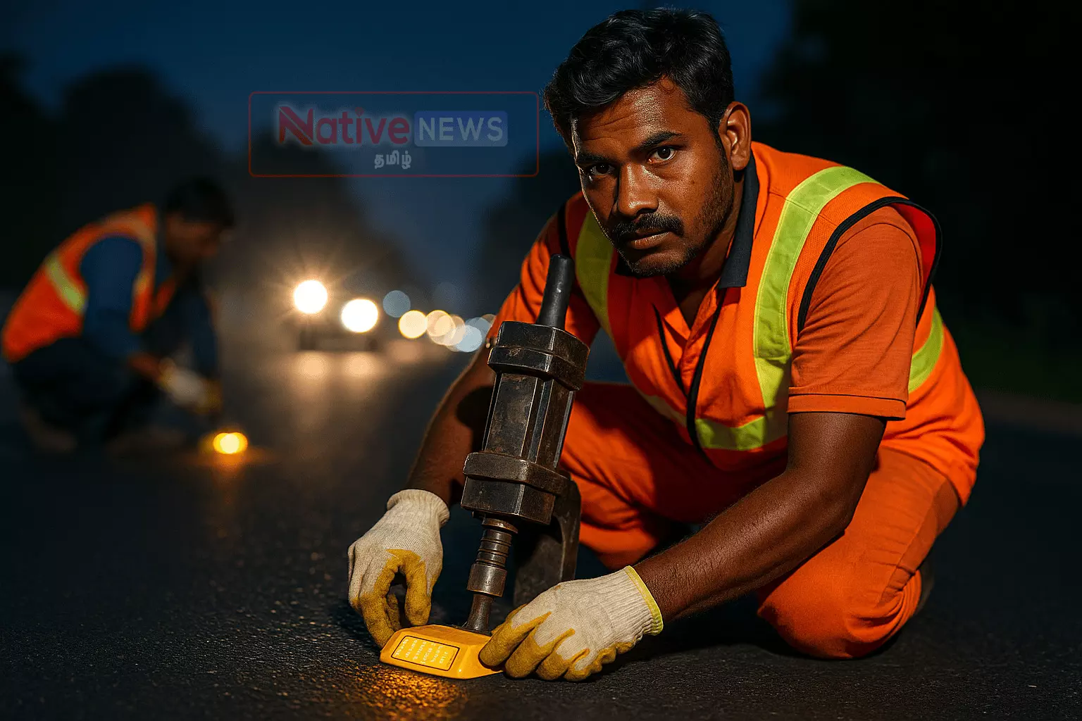 ராசிபுரம்–ஆத்தூர் சாலையில் ரிப்ளக்டர் பொருத்தும் பணி தீவிரம் ராசிபுரம்–ஆத்தூர் சாலையில் ரிப்ளக்டர் பொருத்தும் பணி தீவிரம்