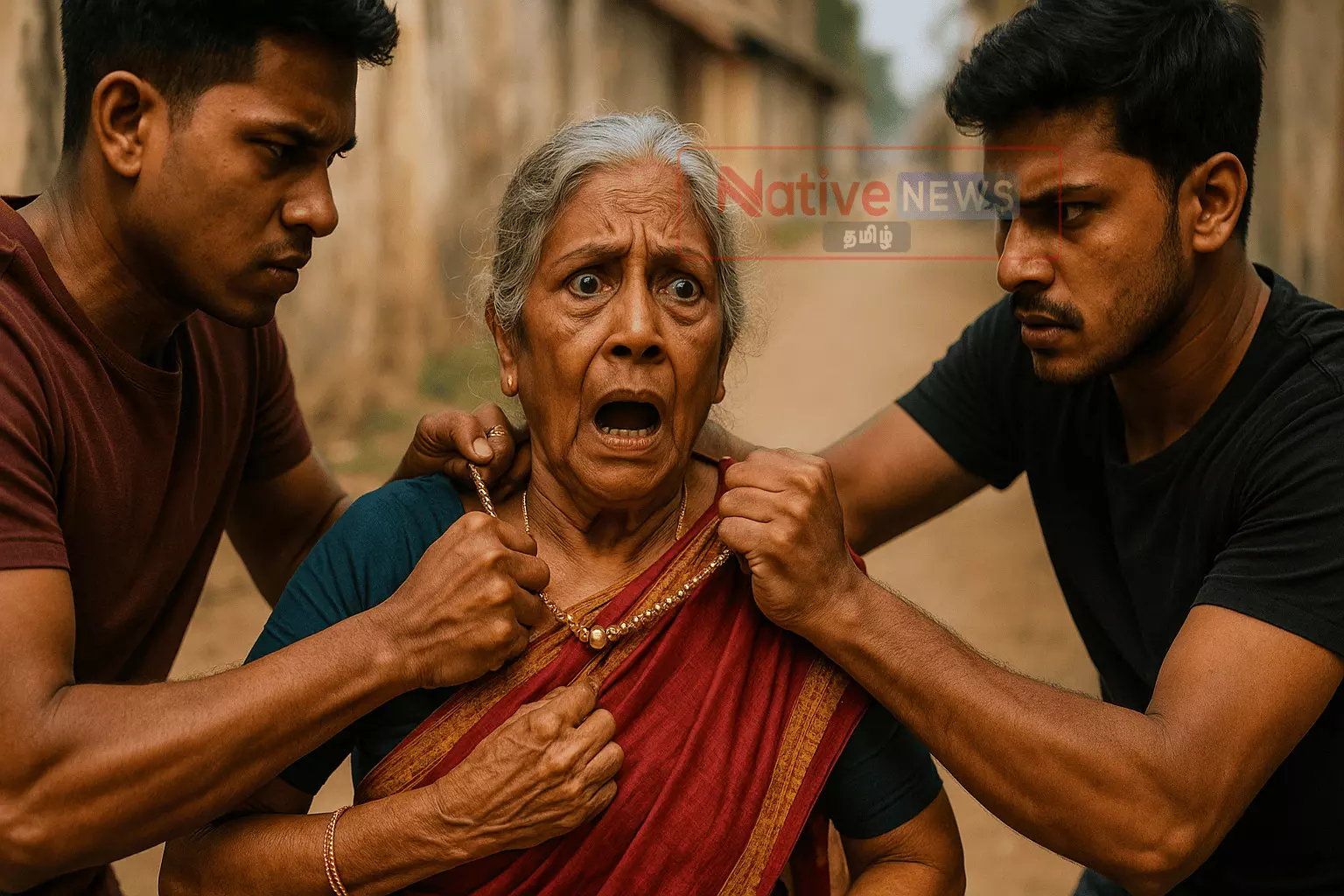 மூதாட்டியிடம் தங்கத்தோடு பறித்த வாலிபர்கள் மூதாட்டியிடம் தங்கத்தோடு பறித்த வாலிபர்கள்
