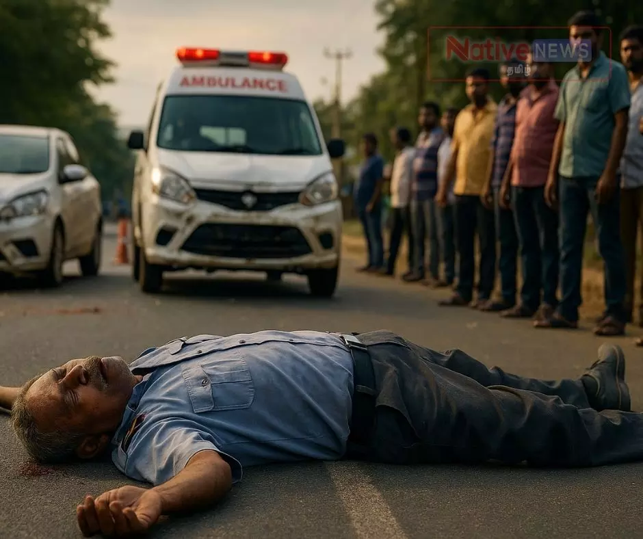 பாதுகாப்பு ஊழியர் சாலை விபத்தில் உயிரிழப்பு பாதுகாப்பு ஊழியர் சாலை விபத்தில் உயிரிழப்பு