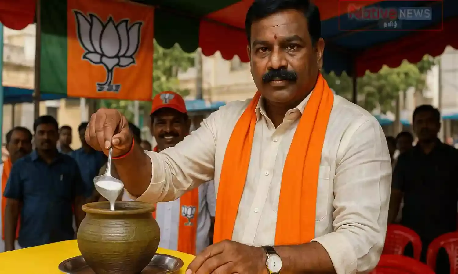 புதுச்சத்திரத்தில் பாஜக சார்பில் நீர்மோர் பந்தல் திறப்பு