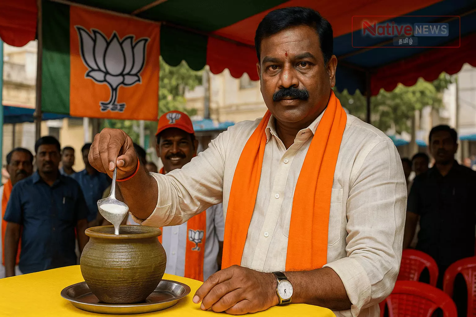 புதுச்சத்திரத்தில் பாஜக சார்பில் நீர்மோர் பந்தல் திறப்பு புதுச்சத்திரத்தில் பாஜக சார்பில் நீர்மோர் பந்தல் திறப்பு