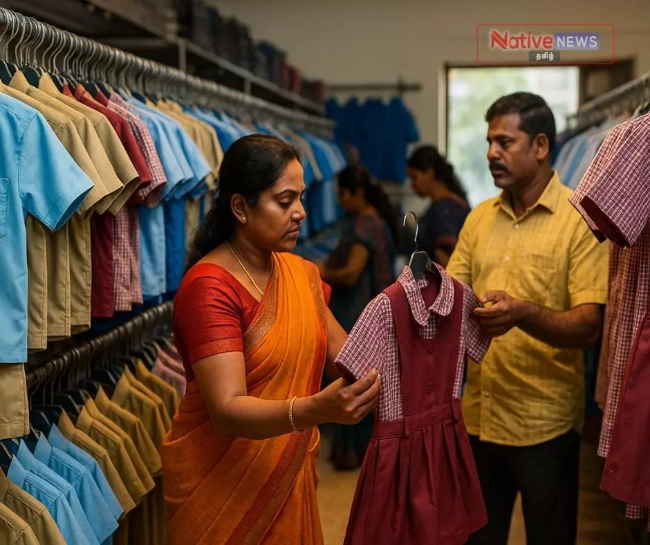 பள்ளி ஆரம்பம் முன்னிட்டு, துணிக் கடைகளில் சீருடை விற்பனை பரபரப்பு! பள்ளி ஆரம்பம் முன்னிட்டு, துணிக் கடைகளில் சீருடை விற்பனை பரபரப்பு!
