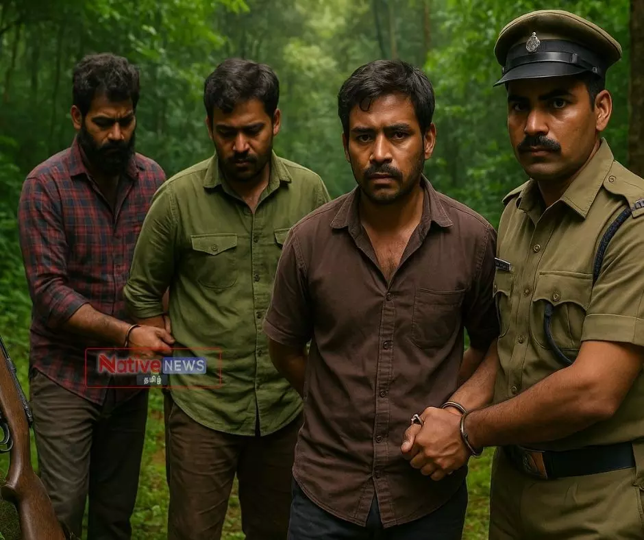 ஈரோடு வனத்தில் துப்பாக்கியுடன் சுற்றித்திரிந்த மூவர் சட்டவிரோத ஆயுதங்களுடன் பிடிபட்டனர்! வனத்துறையினர் நடவடிக்கை! ஈரோடு வனத்தில் துப்பாக்கியுடன் சுற்றித்திரிந்த மூவர் சட்டவிரோத ஆயுதங்களுடன் பிடிபட்டனர்! வனத்துறையினர் நடவடிக்கை!
