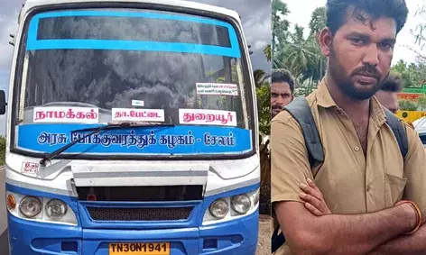 நாமக்கல்லில் குடிபோதையில் அரசு பஸ்  ஓட்டிய டிரைவர் போலீசில் ஒப்படைப்பு