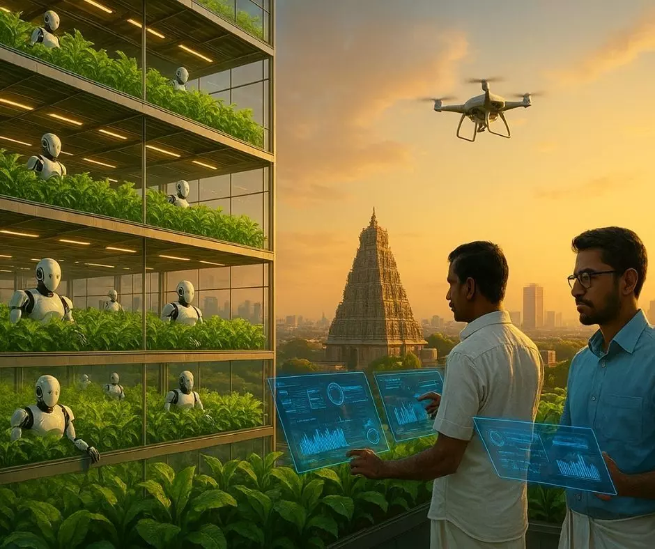 சென்னை மாடியில் மா, வாழை வளர்க்கலாமா? AI-உடன் கூடிய Vertical Farming-ன் அதிசயம்! சென்னை மாடியில் மா, வாழை வளர்க்கலாமா? AI-உடன் கூடிய Vertical Farming-ன் அதிசயம்!